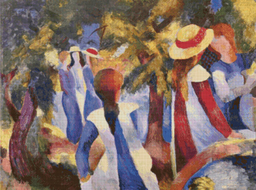 Girls in Green (Girls Under Trees) Cross Stitch Pattern - August Macke