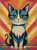 Retro Sunburst Cat Cross Stitch Pattern