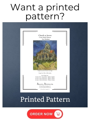 Church at Auvers Cross Stitch Pattern - Printed Pattern