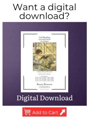 Girl Reading Cross Stitch Pattern - Digital Download