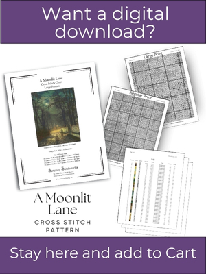 A Moonlit Lane Cross Stitch Pattern - John Atkinson Grimshaw