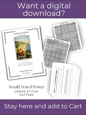 Amalfi Travel Poster Cross Stitch Pattern