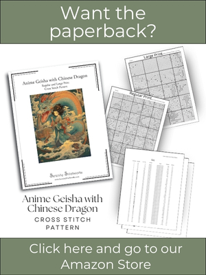 Anime Geisha with Chinese Dragon Cross Stitch Pattern