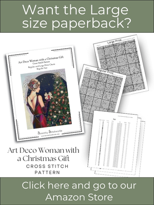 Art Deco Woman with a Christmas Gift Cross Stitch Pattern