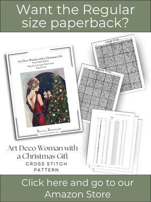 Art Deco Woman with a Christmas Gift Cross Stitch Pattern