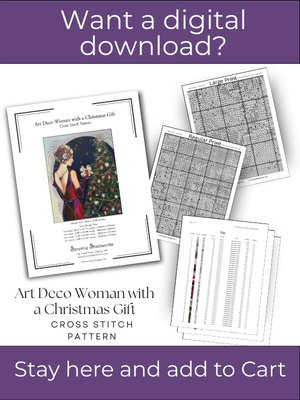 Art Deco Woman with a Christmas Gift Cross Stitch Pattern