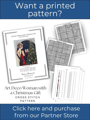 Art Deco Woman with a Christmas Gift Cross Stitch Pattern