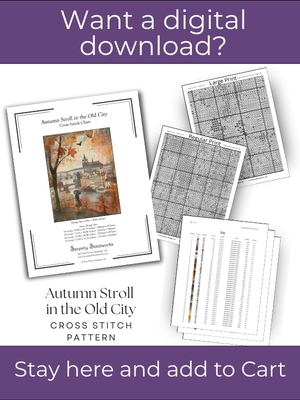Autumn Stroll in the Old City Cross Stitch Pattern