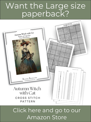 Autumn Witch with Cat Cross Stitch Pattern