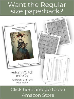 Autumn Witch with Cat Cross Stitch Pattern