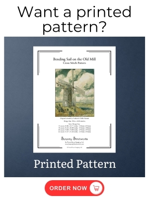 Bending Sail on the Old Mill Cross Stitch Pattern - Childe Hassam