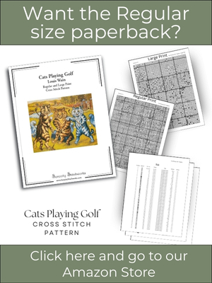 Cats Playing Golf Cross Stitch Pattern – Louis Wain