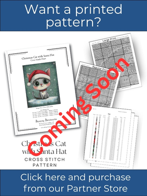 Christmas Cat with Santa Hat Cross Stitch Pattern