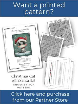 Christmas Cat with Santa Hat Cross Stitch Pattern