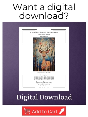 Colorful Enchanted Christmas Deer Cross Stitch Pattern - Digital Download