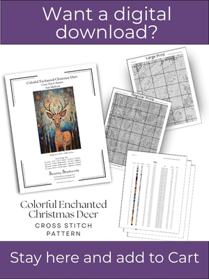 Colorful Enchanted Christmas Deer Cross Stitch Pattern