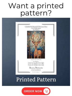 Colorful Enchanted Christmas Deer Cross Stitch Pattern - Printed Pattern