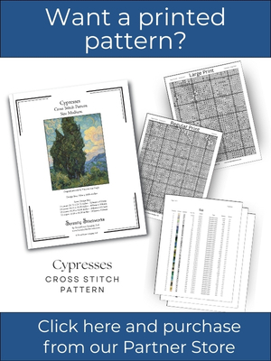 Cypresses Cross Stitch Pattern by Vincent van Gogh