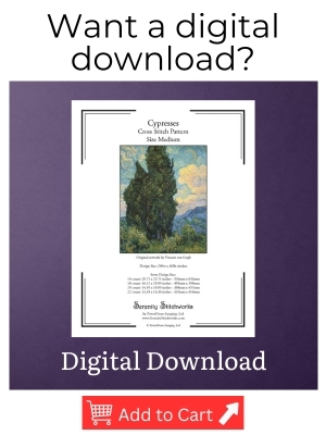 Cypresses Cross Stitch Pattern by Vincent van Gogh