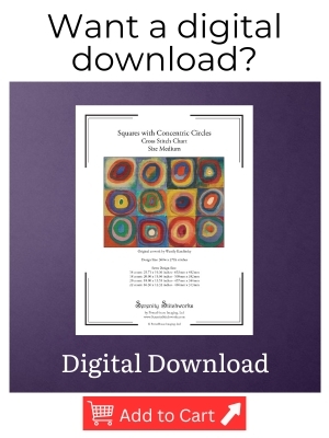 Squares with Concentric Circles Cross Stitch Pattern - Wassily Kandinsky- Digital Download