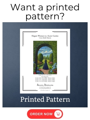 Elegant Woman in a Secret Garden Cross Stitch Pattern