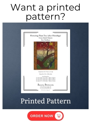 Flowering Plum Tree Cross Stitch Pattern - Vincent van Gogh - Printed Pattern