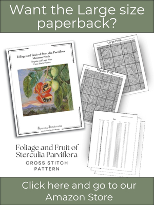 Foliage and Fruit of Sterculia Parviflora Cross Stitch Pattern &ndash; Marianne North