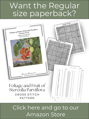 Foliage and Fruit of Sterculia Parviflora Cross Stitch Pattern &ndash; Marianne North