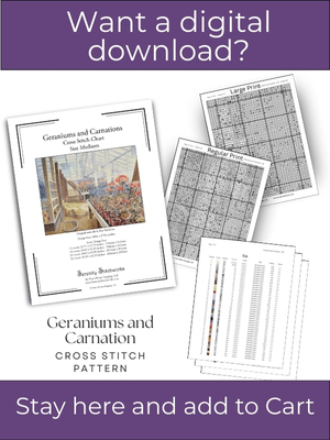 Geraniums and Carnations Cross Stitch Pattern &ndash; Eric Ravilious