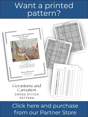 Geraniums and Carnations Cross Stitch Pattern &ndash; Eric Ravilious