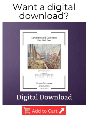 Geraniums and Carnations Cross Stitch Pattern – Eric Ravilious