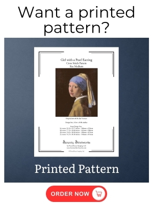 Girl with a Pearl Earring Cross Stitch Pattern - Printed Pattern