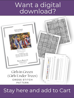 Girls in Green (Girls Under Trees) Cross Stitch Pattern - August Macke