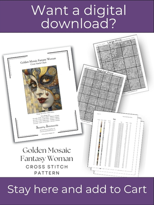 Golden Mosaic Fantasy Woman Cross Stitch Pattern
