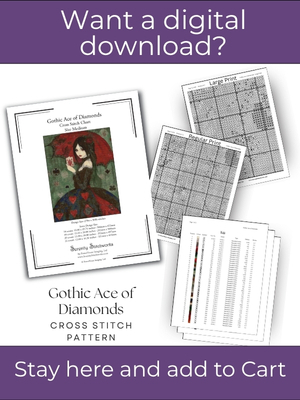 Gothic Ace of Diamonds Cross Stitch Pattern
