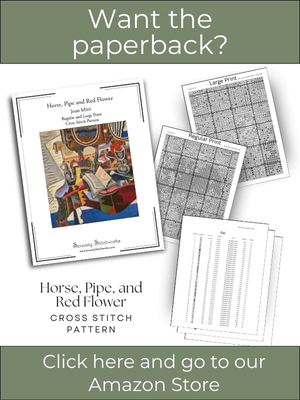 Horse, Pipe and Red Flower Cross Stitch Pattern – Joan Miró