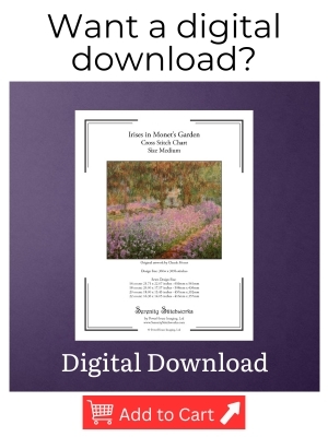 Irises in Monet's Garden Cross Stitch Pattern - Digital Download