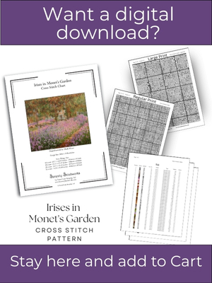 Irises in Monet's Garden Cross Stitch Pattern &ndash; Claude Monet