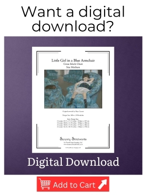 Little Girl in a Blue Armchair Cross Stitch Pattern - Mary Cassatt - Digital Download