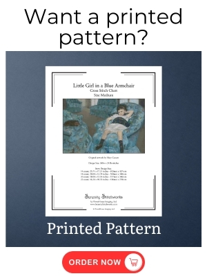 Little Girl in a Blue Armchair Cross Stitch Pattern - Mary Cassatt - Printed Pattern