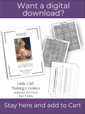 Little Girl Making Cookies Cross Stitch Pattern