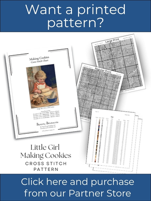 Little Girl Making Cookies Cross Stitch Pattern