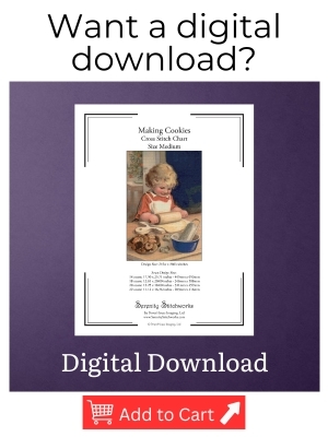 Little Girl Making Cookies Cross Stitch Pattern