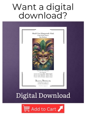 Mardi Gras Masquerade Mask Cross Stitch Pattern