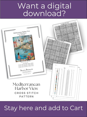 Mediterranean Harbor View Cross Stitch Pattern