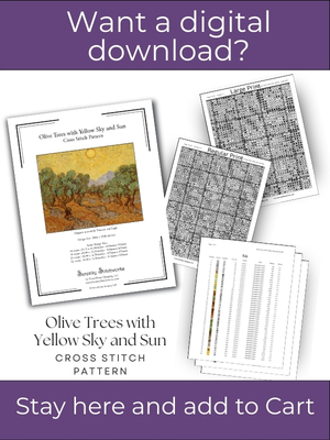 Olive Trees with Yellow Sky and Sun Cross Stitch Pattern &ndash; Vincent van Gogh