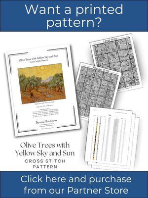 Olive Trees with Yellow Sky and Sun Cross Stitch Pattern &ndash; Vincent van Gogh