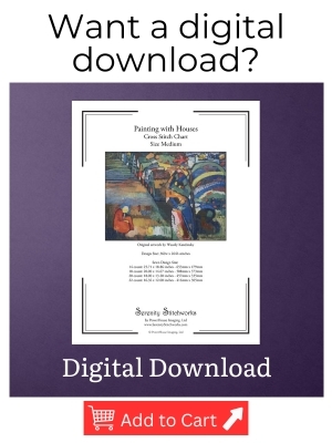 Painting with Houses Cross Stitch Pattern - Wassily Kandinsky