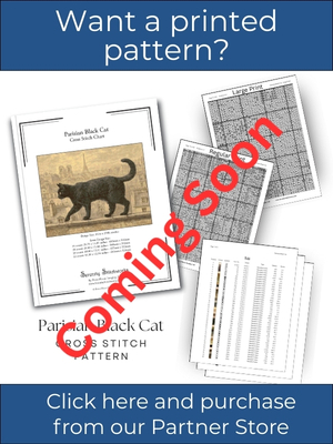 Parisian Black Cat Cross Stitch Pattern