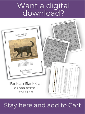 Parisian Black Cat Cross Stitch Pattern